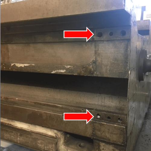 7-ex. of lathe base still to be ground on lateral surfaces where indicated